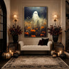 Vintage Ghost Pumpkin Field Halloween Framed Wall Art Print