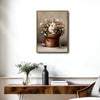 Vintage Bunny in Terracotta Pot Mixed Wildflowers Canvas Wall Art