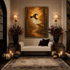 Vintage Ghost Witch Hat Broom Fall Forest Halloween Framed Wall Art Print