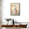 Pastel Dress Easter Bunny Holding Egg Basket Garden Canvas Wall Art