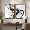 Set of 2 Black Ink Flow Abstract Canvas Wall Art Minimalist Translucent Ribbon Line Framed Wall Decor Living Room Bedroom