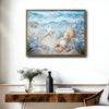Underwater Starfish Seashell Blue Floral Canvas Print, Coastal Beach Horizontal Wall Art