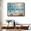 Underwater Seashell & Coral Canvas Print, Sunlight Ocean Coastal Horizontal Wall Art