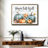 Happy Fall Y'all Teal Pumpkin Watercolor Framed Wall Art Print