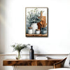 Rustic Farmhouse Kitchen Canvas Wall Art, Eucalyptus Vase Ceramic Jars Cooking Utensils Watercolor Poster