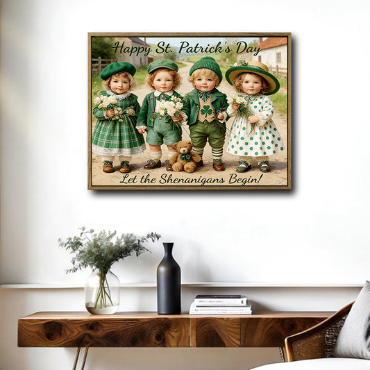 St Patrick's Day Vintage Irish Children Canvas Wall Art