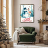 Snowman Deer Bird Merry Christmas Framed Wall Art Christmas Decoration