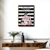 Fashion Pink Perfume Books Canvas Wall Art, Black White Stripe Inspirational Quote Beauty Vertical Print, Glam Women Bedroom Makeup Room Wall Decor