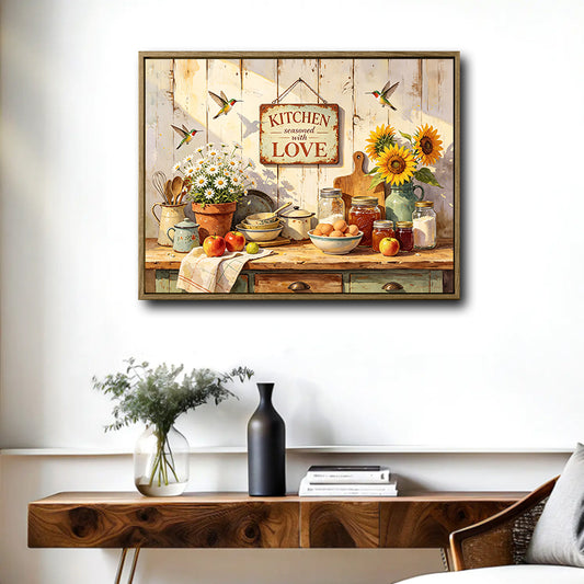 Kitchen Seasoned With Love Hummingbird Canvas Wall Art