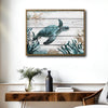 Vintage Sea Turtle Canvas Print, Wooden Plank Coastal Ocean Starfish Nautical Wall Art
