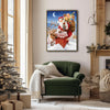 Santa Climbing Chimney With Reindeer Gift Sack Vintage Christmas Framed Wall Art