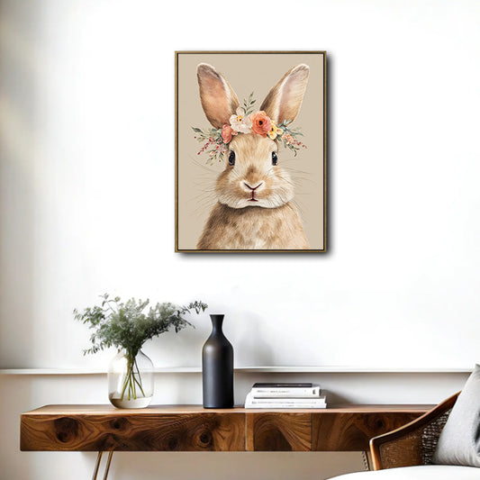 Floral Crown Rabbit Canvas Print