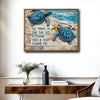 Coastal Sea Turtle Starfish Couple Wall Art with Love Quote