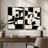 Set of 2 Black and White Geometric Abstract Canvas Wall Art Textured Block Shapes Minimalist Framed Wall Decor Living Room Bedroom