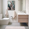 Funny Easter Bunny Toilet Newspaper Canvas Wall Art Easter Holiday Bathroom Decor