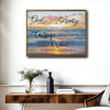 Serenity Prayer Beach Sunset Wall Art, God Grant Me The Serenity Quote Canvas Print, Christian Coastal Inspirational Home Decor