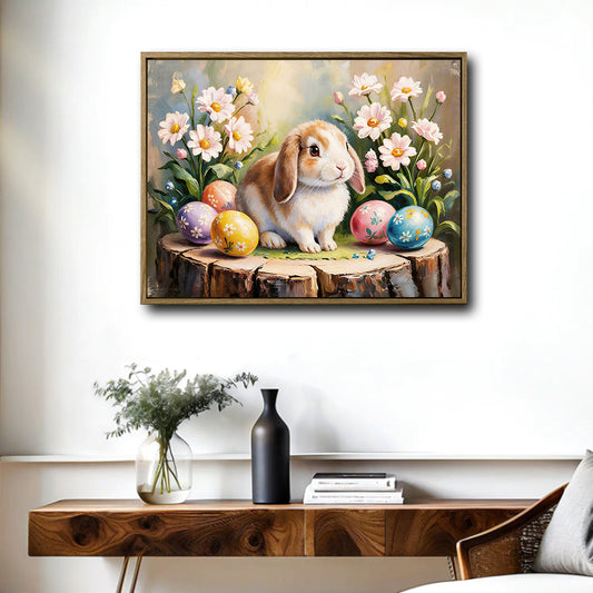 Cute Lop‑Eared Bunny Easter Canvas Wall Art