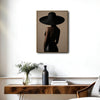 Moody Fashion Portrait Canvas Poster, Chic Woman From Behind With Oversized Black Hat Artwork for Vanity Room Gallery Wall Decor