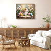 Easter Bunny Canvas Wall Art, Cute Rabbit and Easter Eggs Painting Prints, Vintage Farmhouse Spring Animal Picture, Modern Framed Easter Wall Decor for Bedroom, Living Room, Bathroom, Office