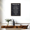 7 Rules Of Life Motivational Framed Canvas Wall Art, Inspirational Typography Quote Print for Home Office Decor