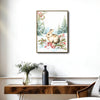 Winter Bunny Framed Wall Art Watercolor Snow Forest Rabbit Christmas Farmhouse Print