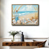 Beach Seashell & Message Bottle Canvas Print, Coastal Horizontal Wall Art