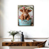 Highland Cow Bathroom Wall Art, Are You Pooping Funny Farm Cow Canvas Print, Cute Fluffy Scottish Cow With Flower Crown Bathroom Decor, Rustic Farmhouse Restroom Sign