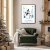 Merry Christmas Snowman Deer Cardinal Framed Wall Art Christmas Decoration