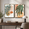 Set of 2 Palm Leaf Boho Botanical Canvas Wall Art Neutral Terracotta Decor