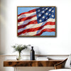 Textured Oil Painting American Flag Canvas Wall Art, Waving USA Flag Impasto Patriotic Farmhouse Canvas Print