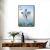 He Is Risen Wooden Cross White Cloth Easter Canvas Wall Art
