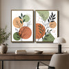 Set of 2 Sage Terracotta Line Leaf Boho Botanical Canvas Wall Art