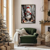 Snowman in Santa Hat Reading Newspaper On Toilet Christmas Framed Wall Art