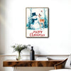Merry Christmas Watercolor Canvas Print, Snowman Reindeer Bird Winter Forest Scene Holiday Wall Art