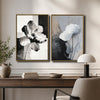 2 Piece Textured Abstract Floral Canvas Prints Monochrome Poppy Painting Modern Organic Neutral Wall Art