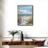 Serene Seaside Beach Wall Print, Adirondack Chair on Sand Dunes Ocean Scene Canvas for Living Room Decor