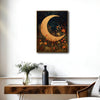 Antique Botanical Crescent Moon Canvas Wall Art Boho Celestial Home Decor