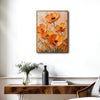 Textured Orange Poppy Flower Canvas Wall Art, Abstract Floral Impasto Oil Painting Print, Neutral Warm Tone Home Decor for Living Room Entryway