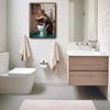 Sea Turtle Reading Book On Toilet Canvas Wall Art Funny Rustic Nautical Bathroom Wall Decor