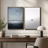 2 Piece Calm Sea Horizon Rowing Man Silhouette Canvas Prints Muted Tone Nordic Coastal Abstract Wall Art