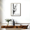 Funny Rabbit Bathroom Canvas Wall Art, Are You Pooping Peeking Bunny Print, Black White Sketch Cute Bunny Restroom Decor, Humorous Farmhouse Bathroom Sign