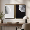 Set of 2 Black and White Moon Canvas Wall Art Minimalist Lunar Phase Planet Framed Wall Decor Living Room Bedroom