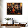 Retro Jazz Band Canvas Print, Black Female Bassist Harlem Night Club Music Wall Art