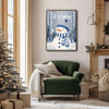 Let It Snow Snowman Framed Wall Art Blue White Christmas Winter Farmhouse Print