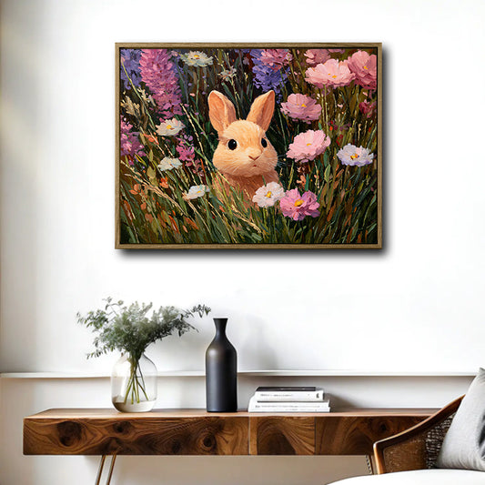 Wildflower Meadow Bunny Canvas Wall Art