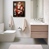 Humorous Santa Bathroom Framed Canvas Wall Art, Funny Christmas Decor