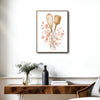 Watercolor Baking Utensils Pink Eucalyptus Framed Wall Art Print