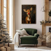 Cute Rudolph Reindeer Framed Wall Art Vintage Oil Painting Christmas Holiday Print