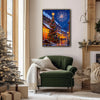 Christmas Town Street Night Fireworks Framed Wall Art Christmas Decoration