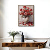 Valentine Rose Bouquet Canvas Print, Red Pink Roses in Heart Vase Vintage Floral Romantic Wall Art